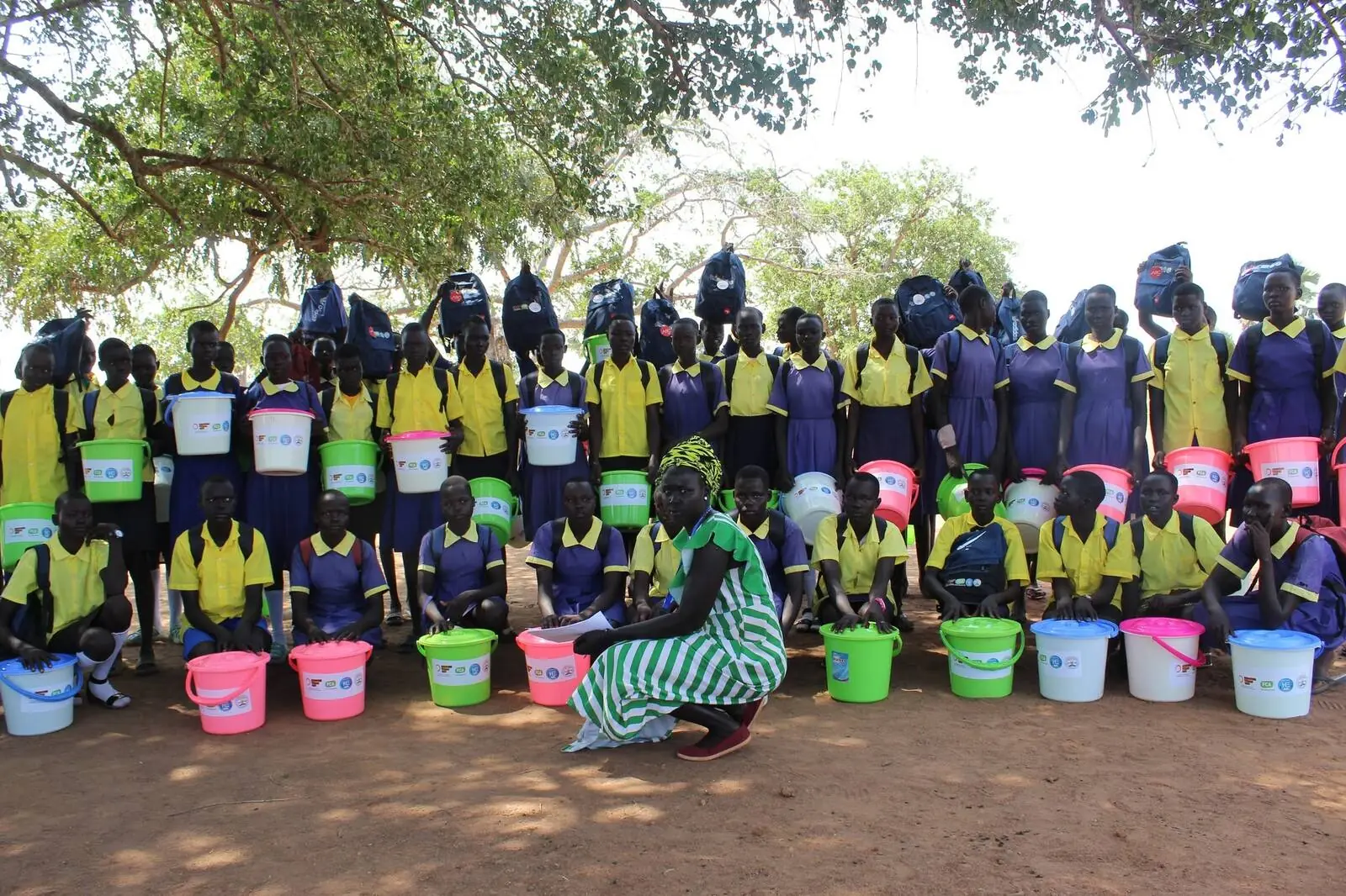 Schoolgirls supported through a HESS education programme in South Sudan
